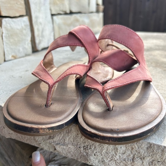 Sanuk Mariposa Yoga leather sandal with heel tie laces Sz-7. D - Picture 8 of 13